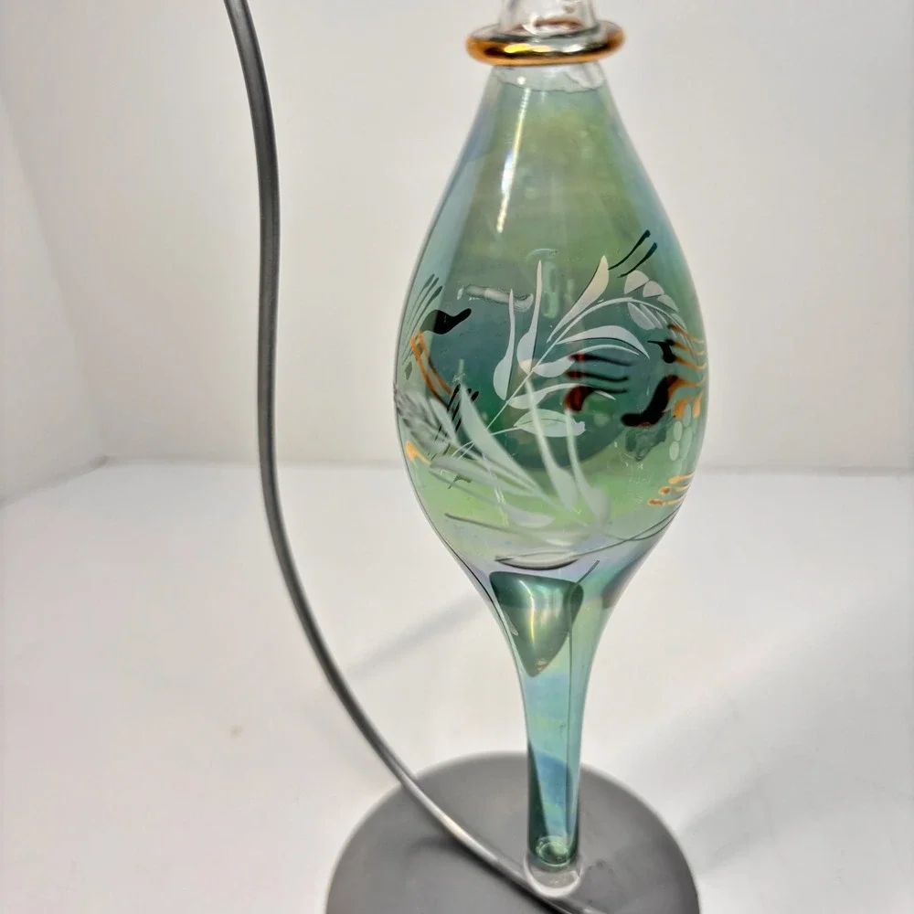 VTG Egyptian Hand Blown Fancy 24K Gold Etched Glass Christmas Ornament  8